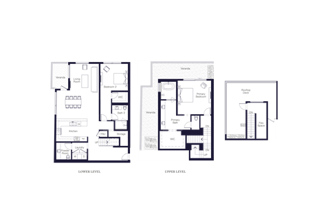 Floor plan for 2 beds, 2.5 baths, 2584 sqft